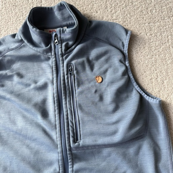 Fjallraven Keb Fleece Vest Mens M Blue Grey Wool Blend Hiking $195 Full Zip - Picture 3 of 14